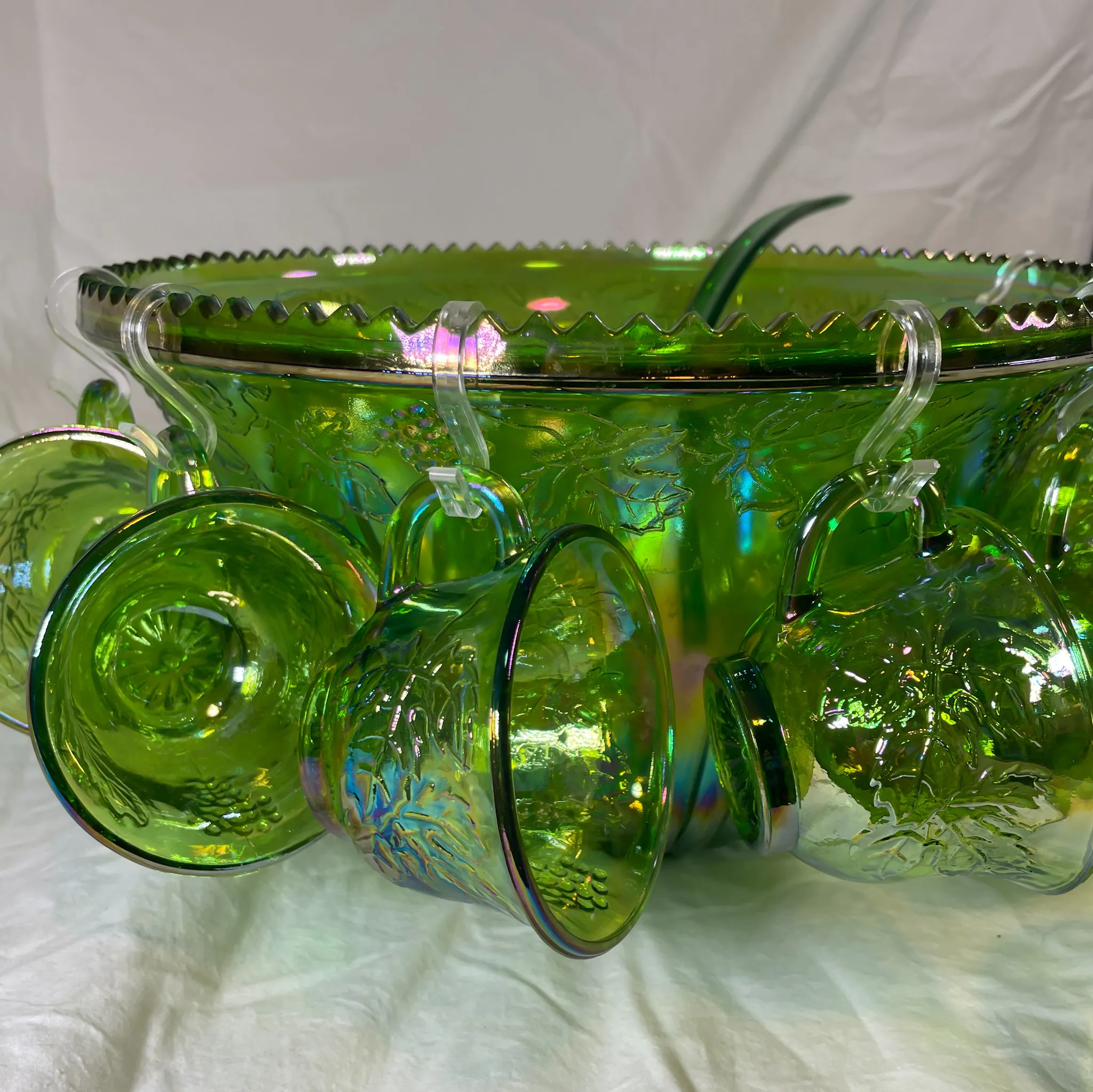 Indiana Carnival Green Punch Bowl Set 