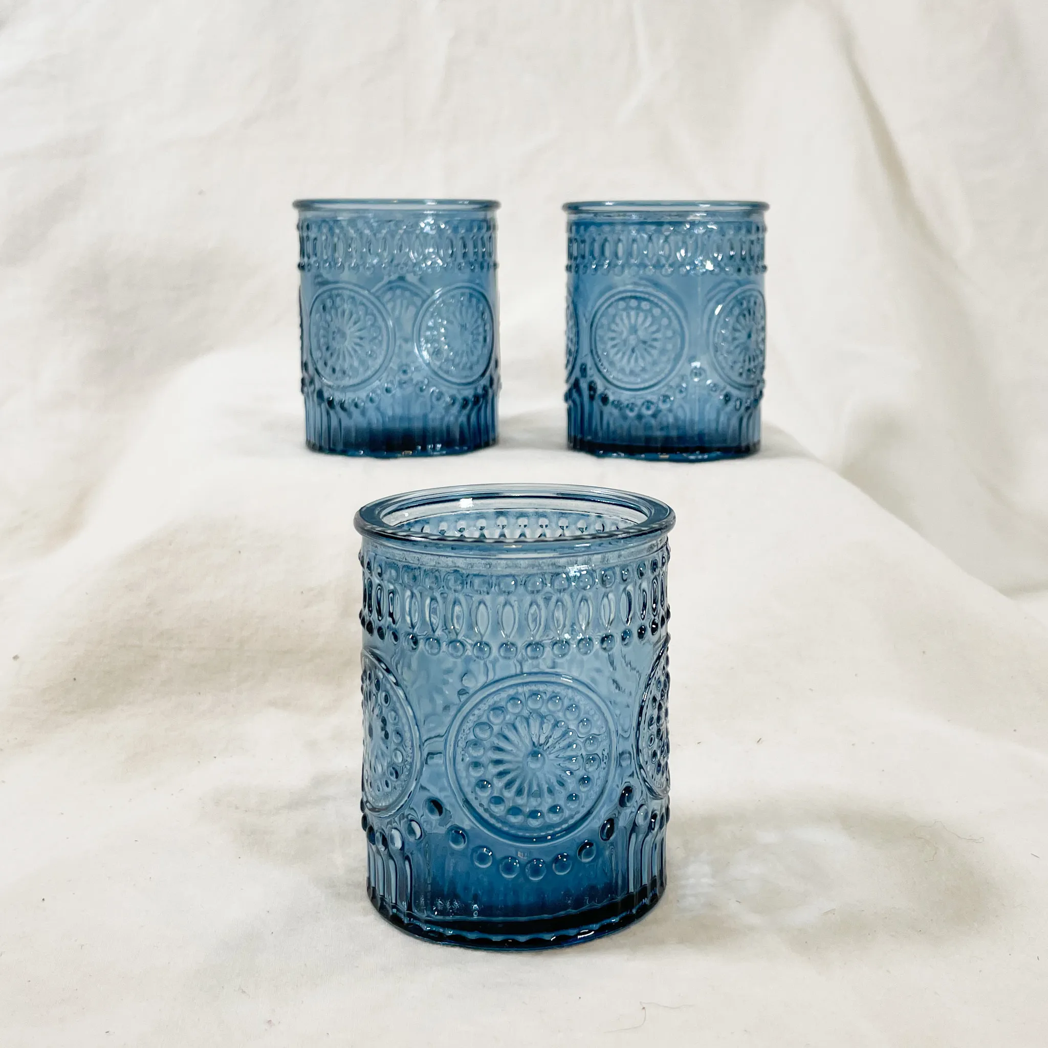 Blue Glass Votive Candle Holder