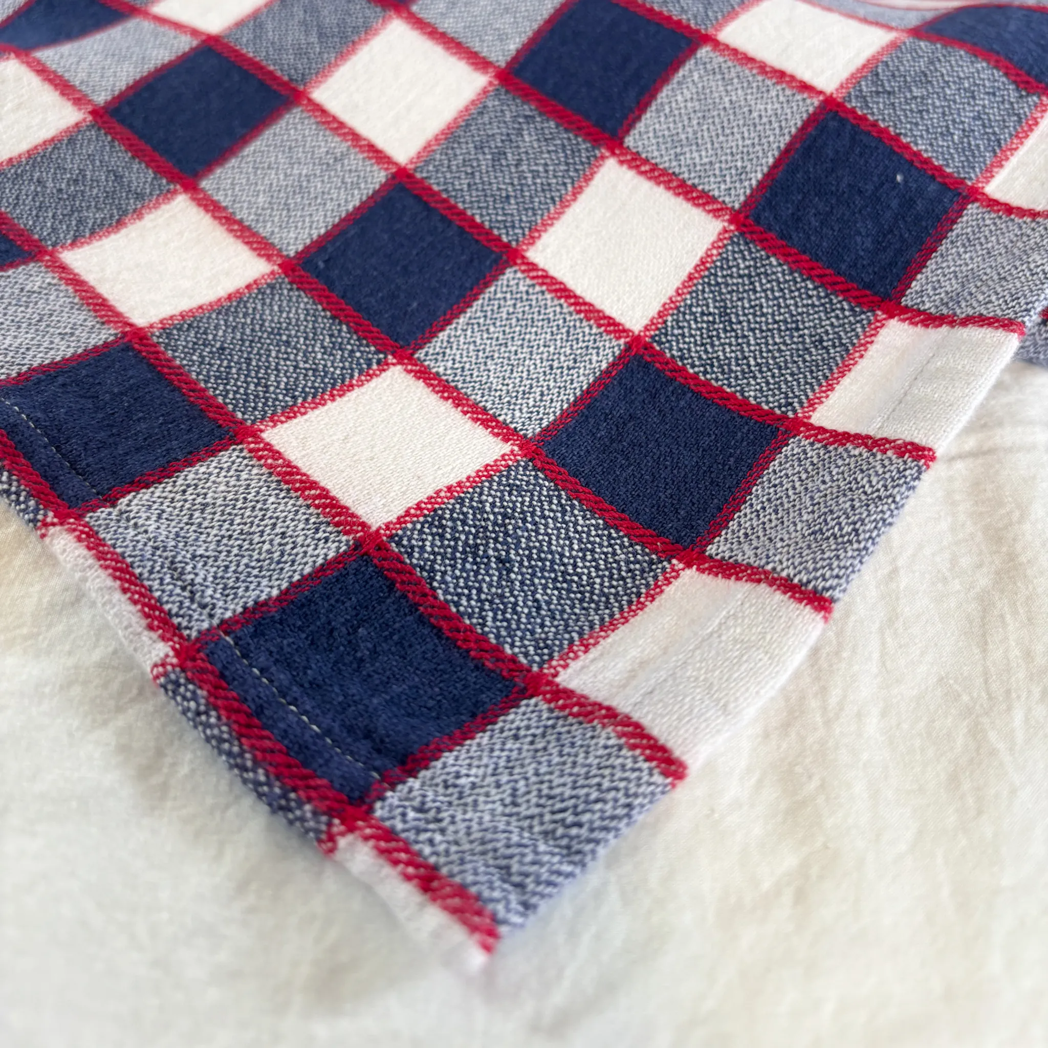 Red, White, and Blue Buffalo Check Tablecloth