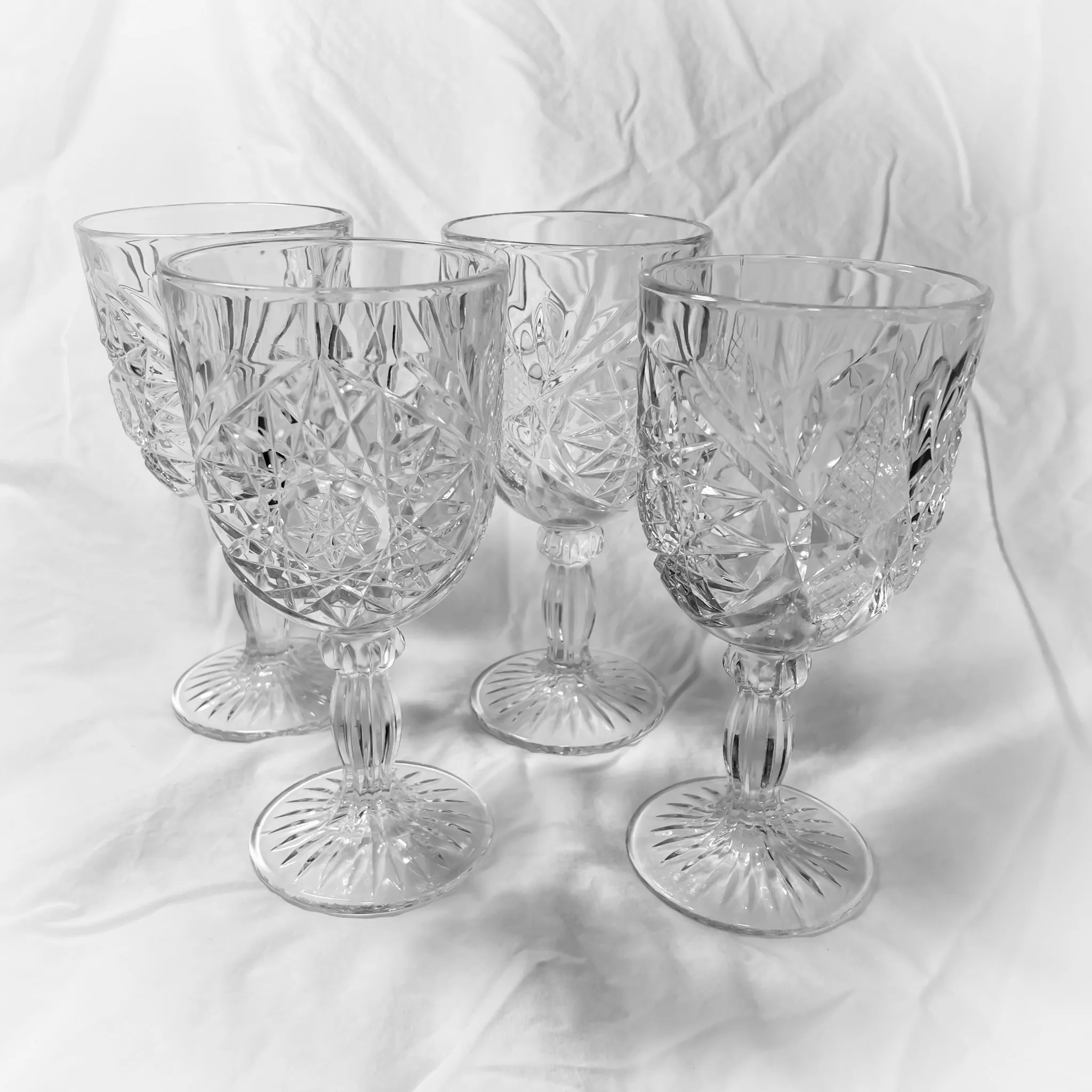 Assorted Star Cut Clear Goblet