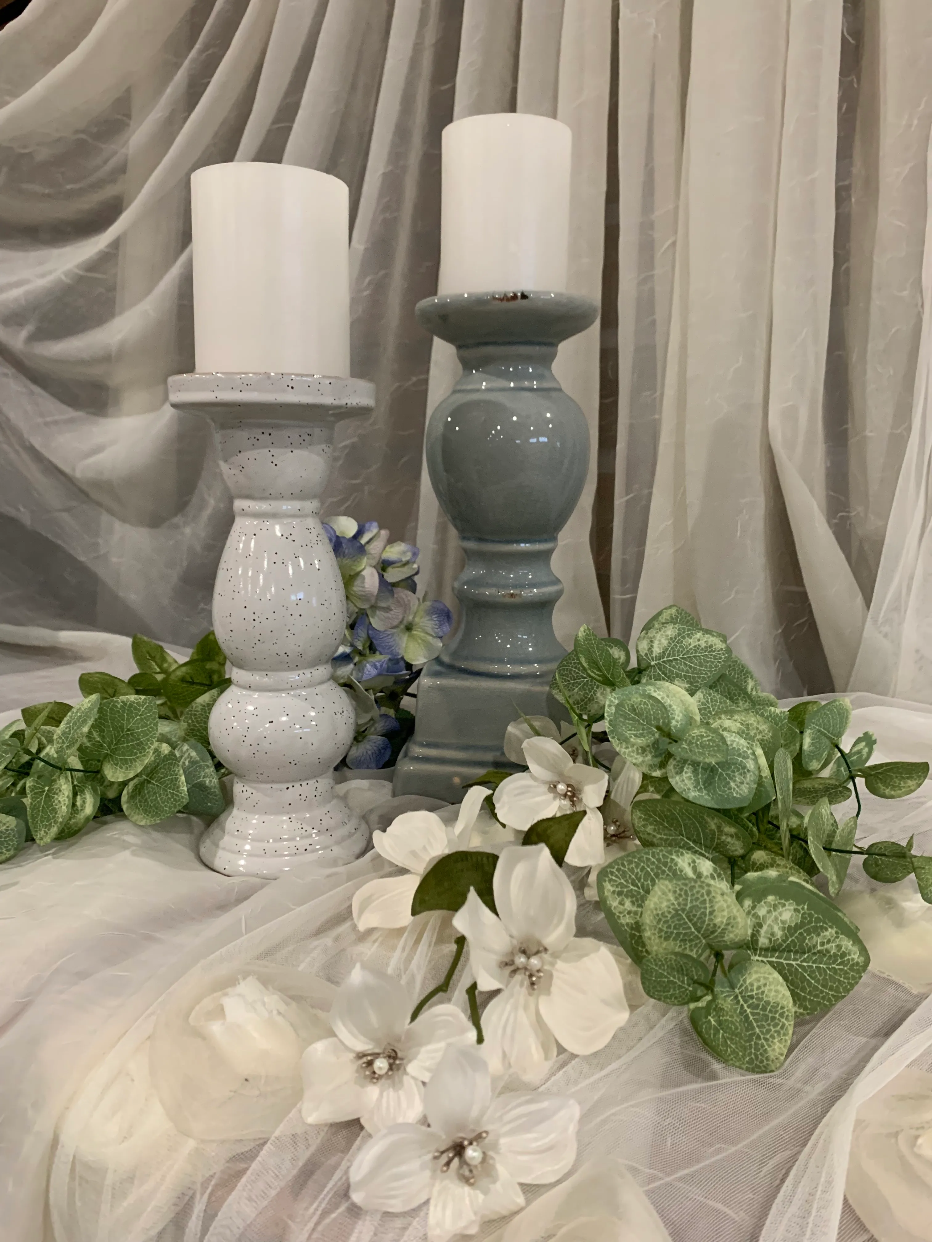Dusty Blue Candle Holders