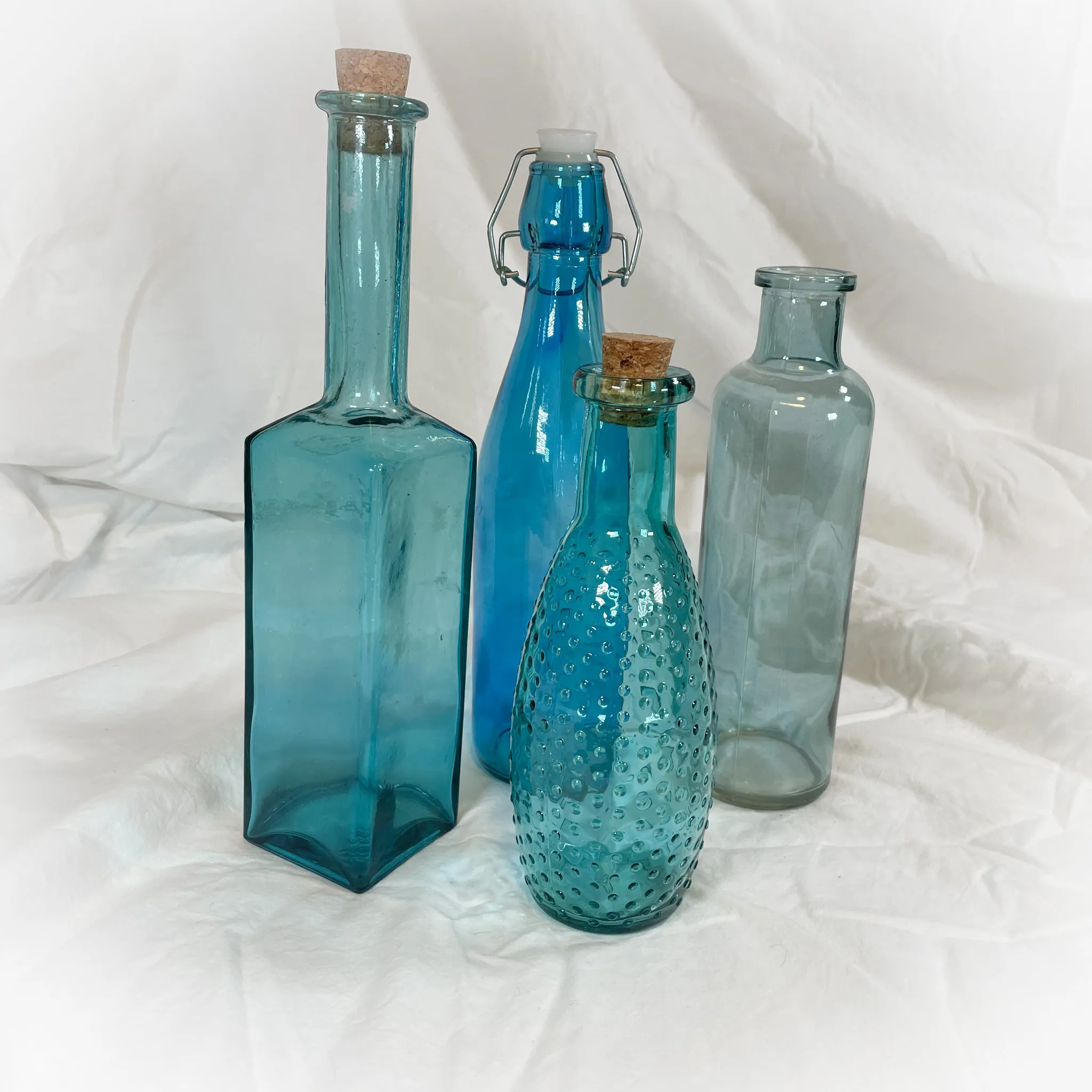 Assorted Blue Glass Bottles