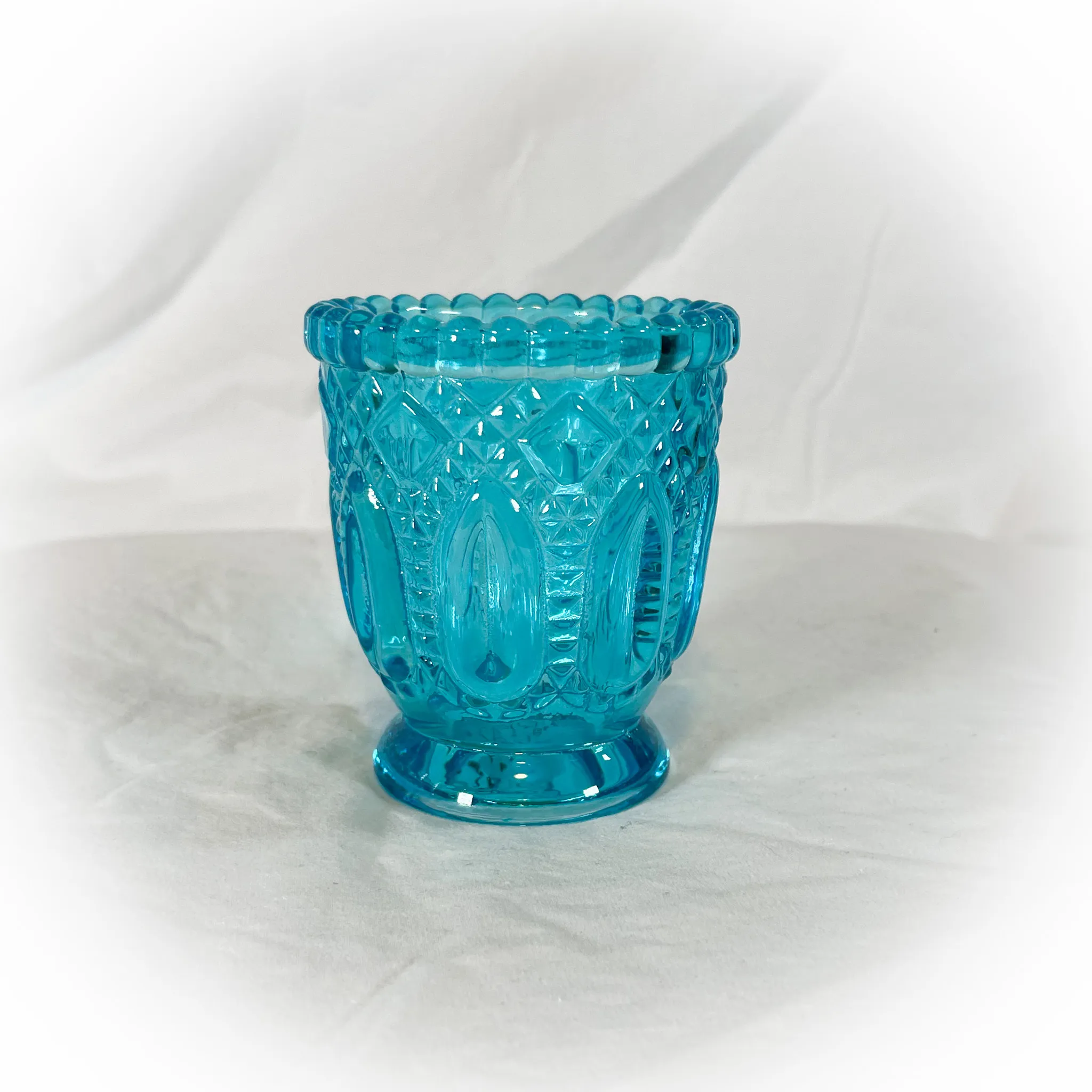 Blue Vintage Glass Candle Holder