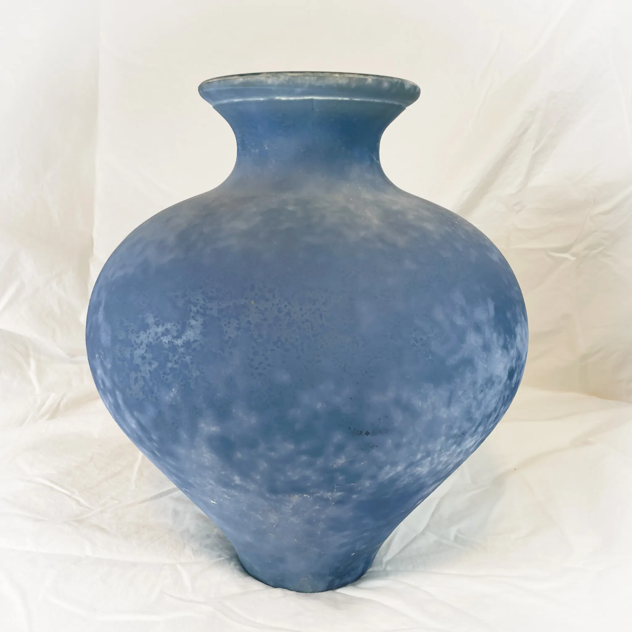 Large Frosted Blue Vase
