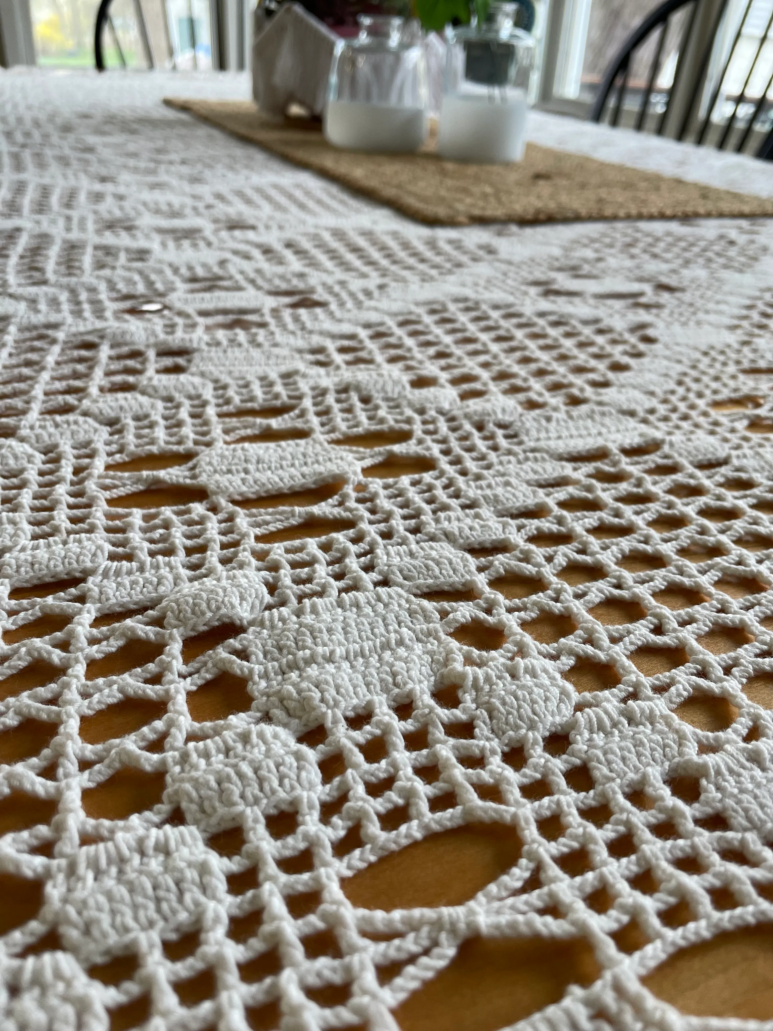 White Crochet Table Cover