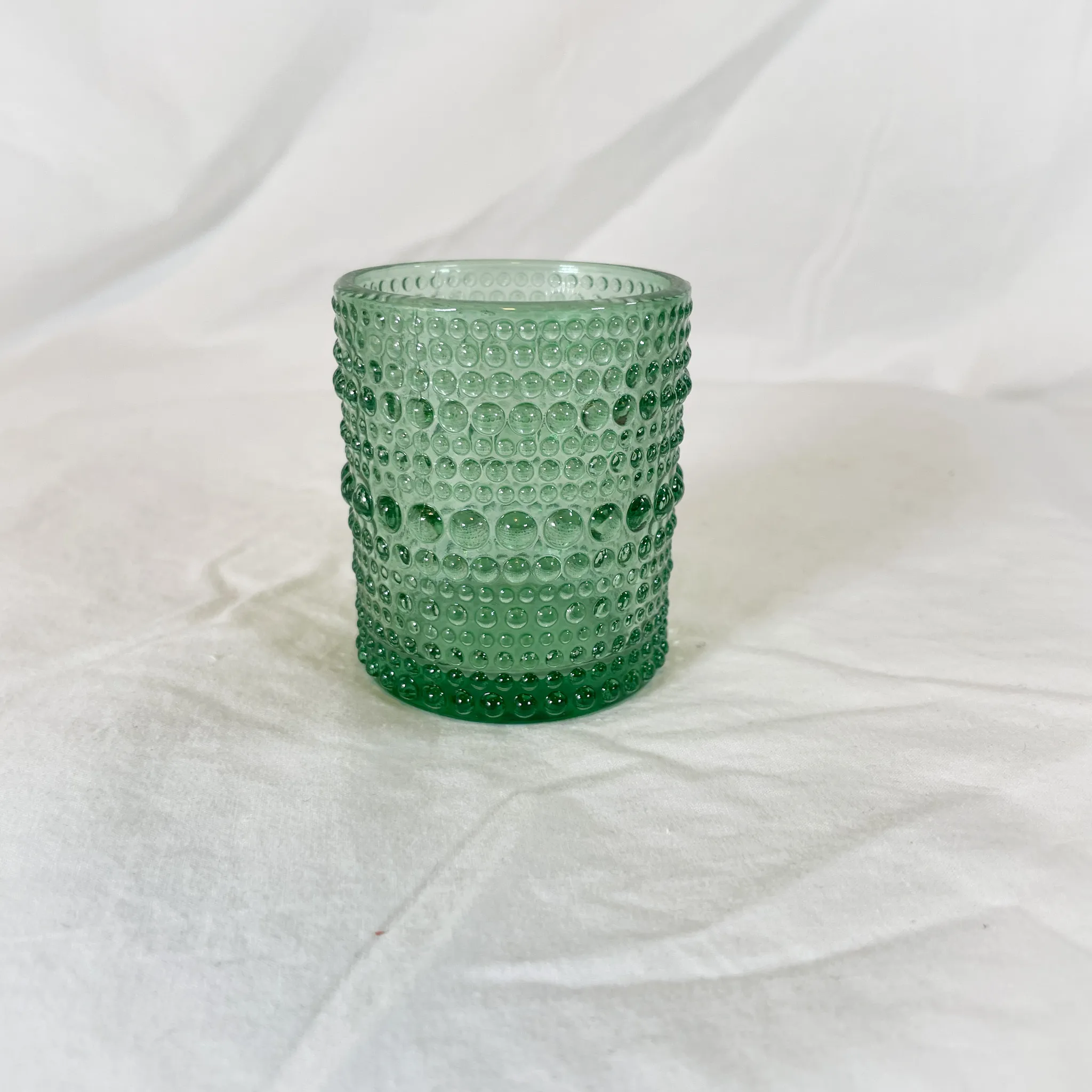 Knobby Green Glass Votive Holder
