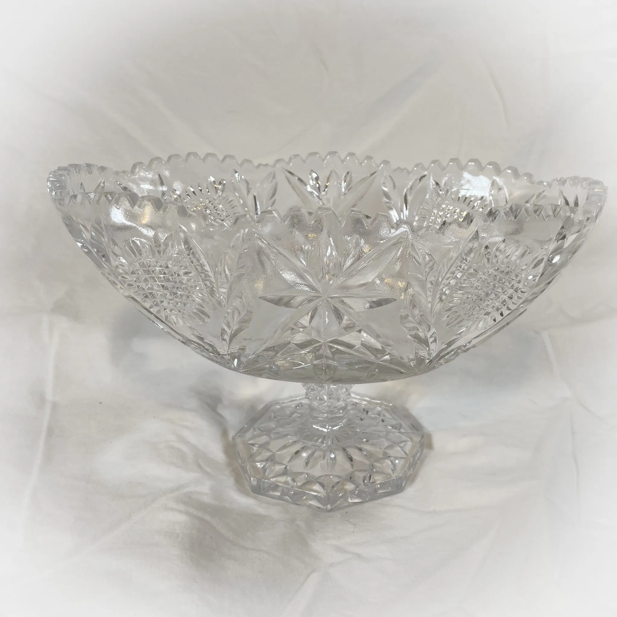 Oval Crystal Pedestal Bowl