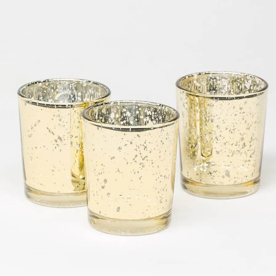 Gold Mercury Glass Votive Holder