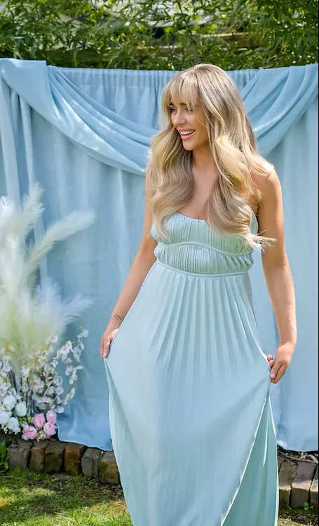 ASOS Blue silk pleated dress 