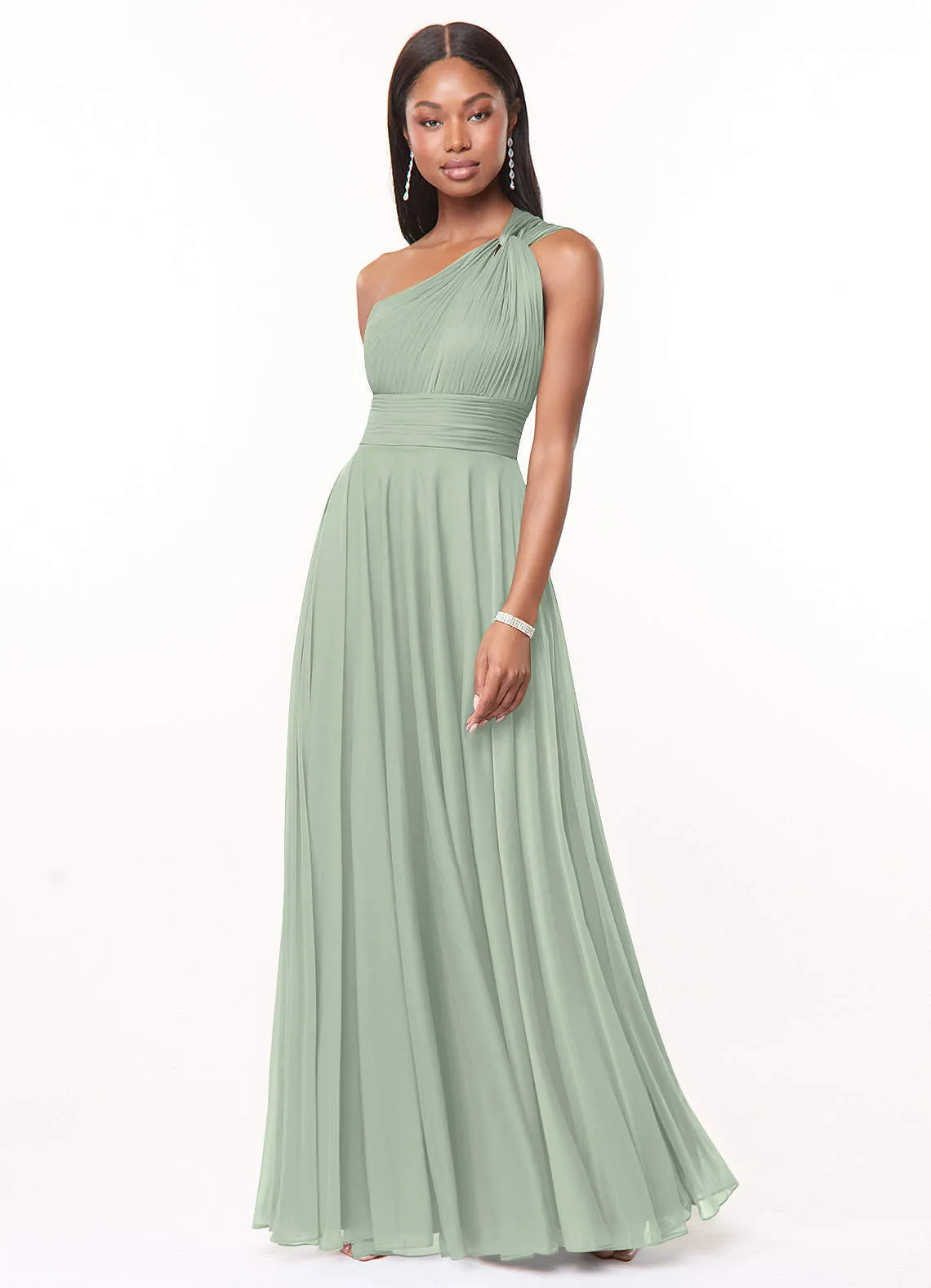 BELLE THOMPSON Green Ruched Dress