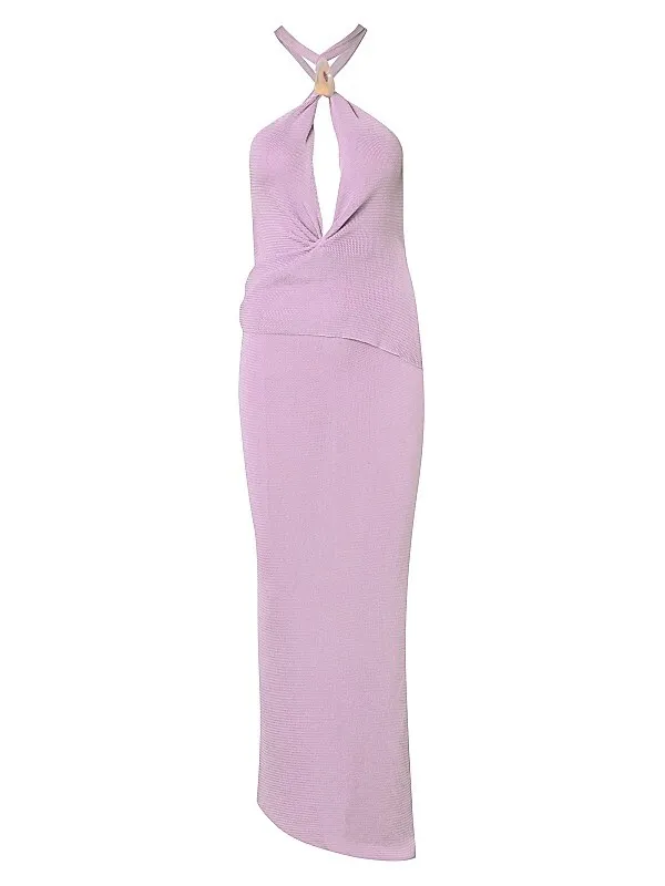 ROMAN Mauve Halter Neck Dress