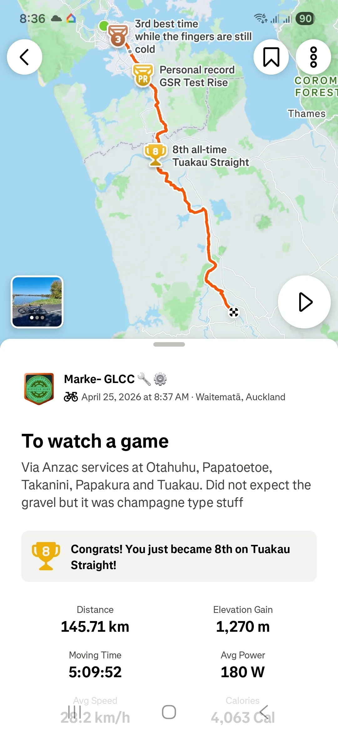 Strava Map of the route