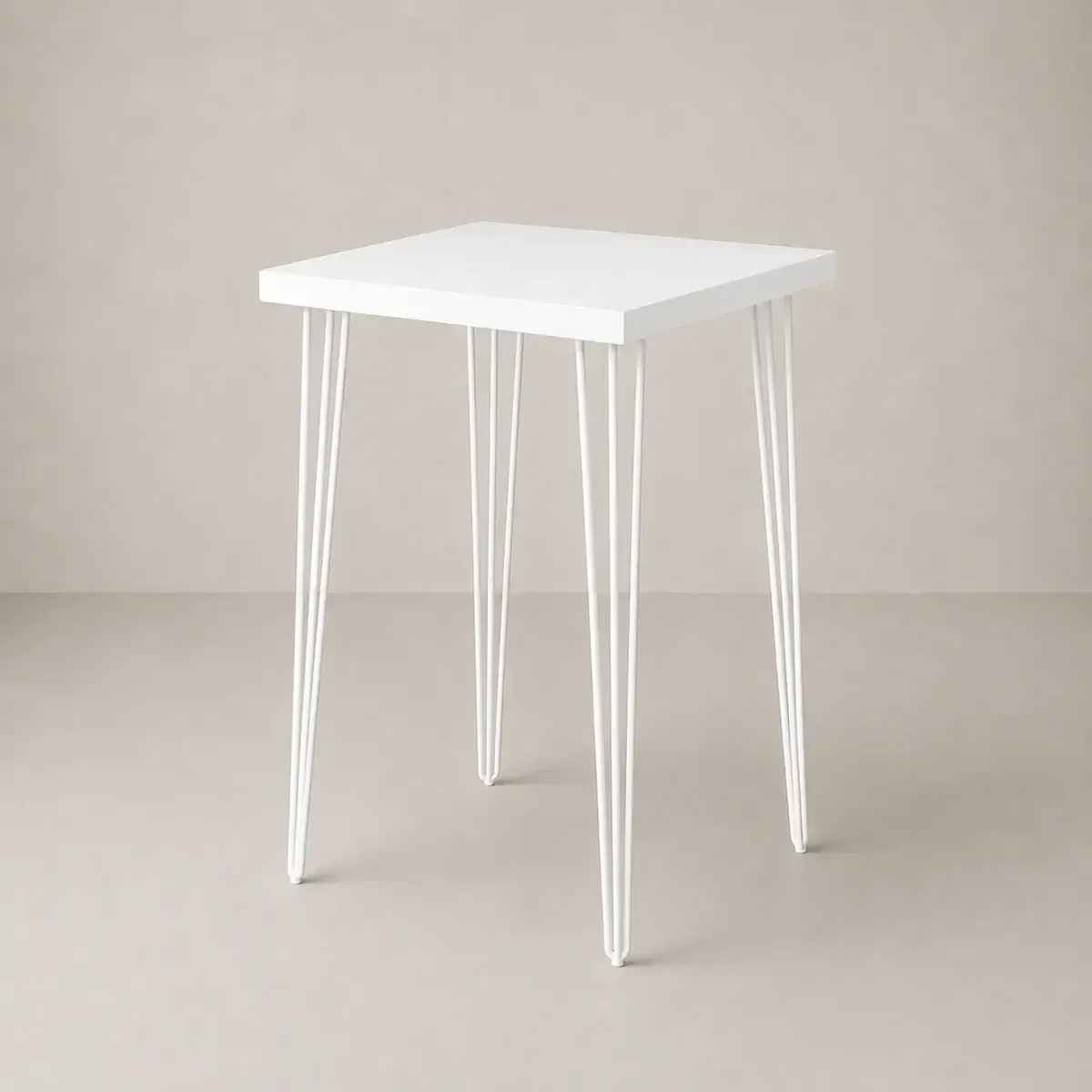 White Square Hairpin Bar Table
