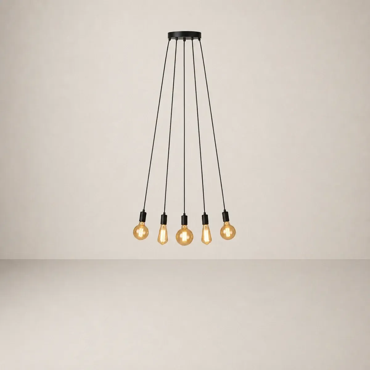 5-Light Hanging Pendant with Edison Bulbs