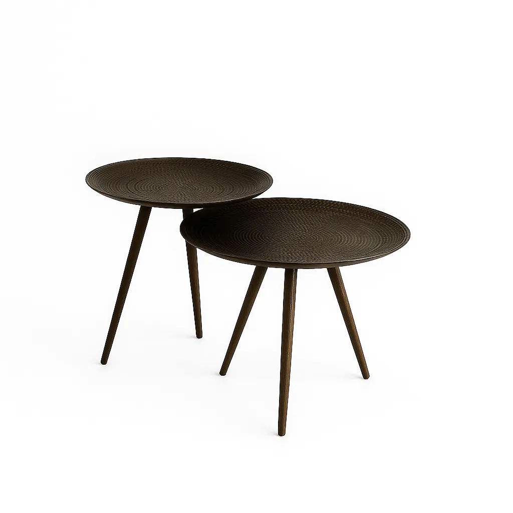 Coffee Table Nested Black/Gold Set of 2