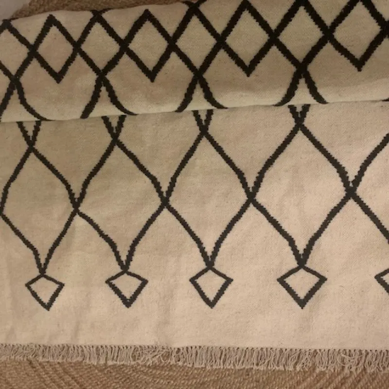 Moroccan Rug Cream with Black detailing