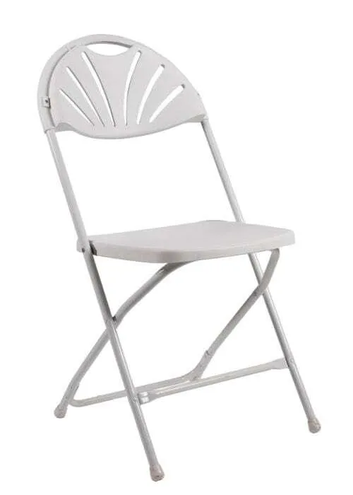 White Fan Back Folding Chair