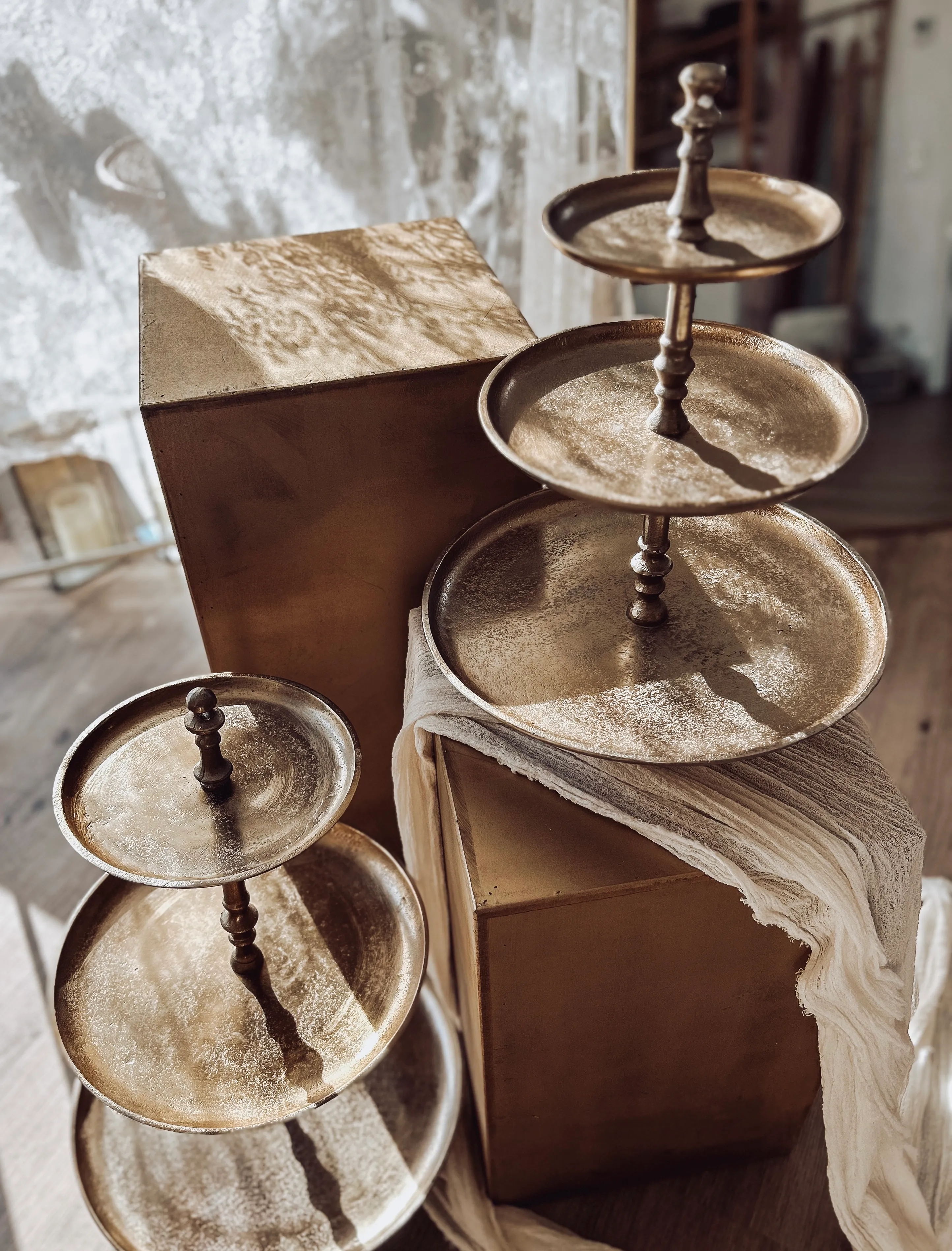 Goldene Etageren 2er Set