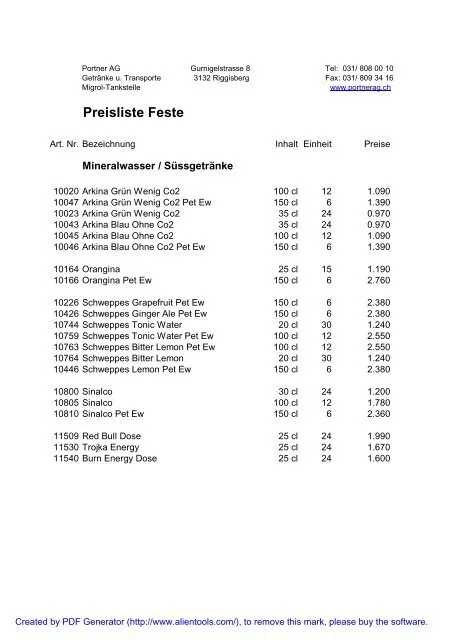 Feste Preise