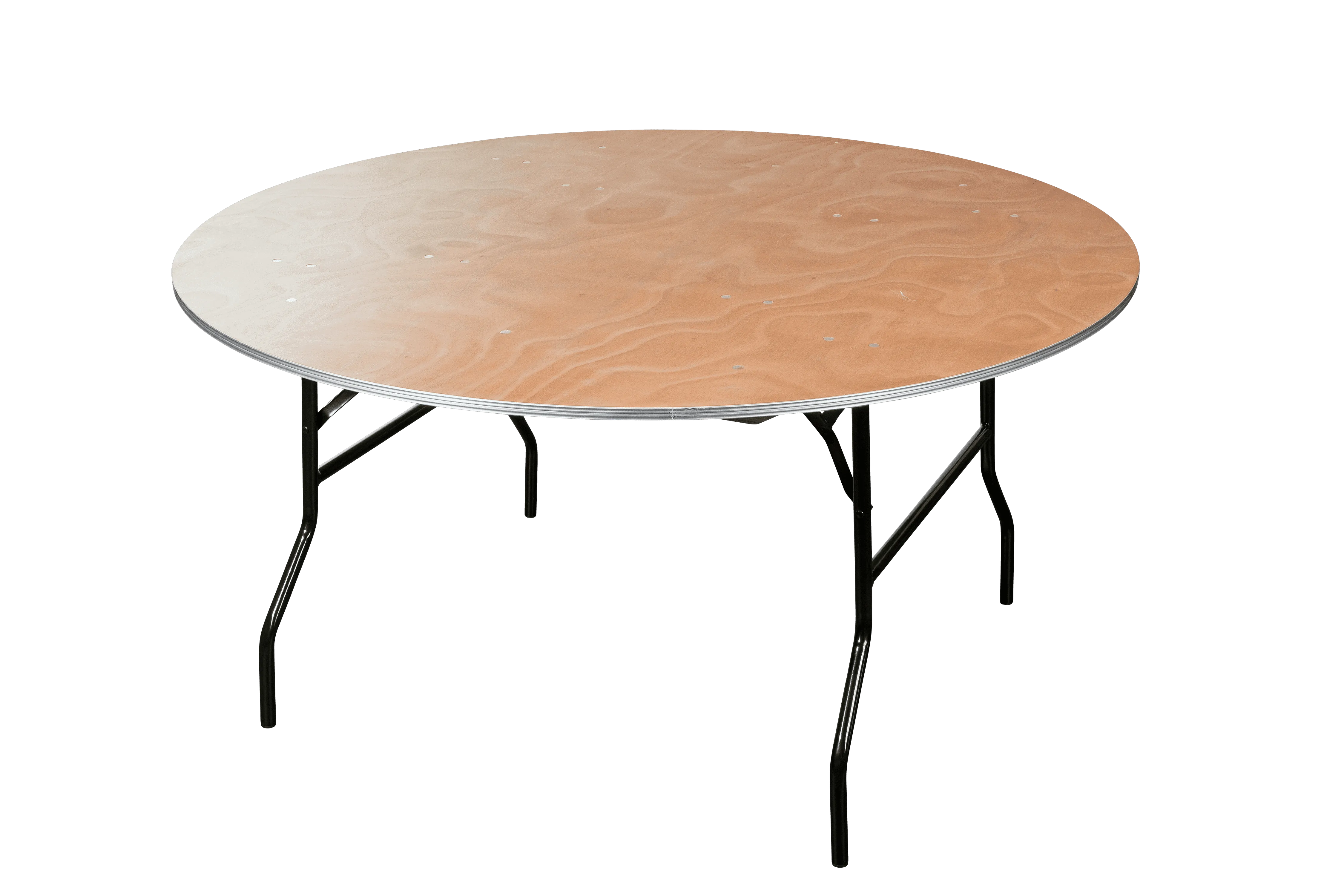 Bankettisch holz rund 150 cm inkl. weißer Tischdecke