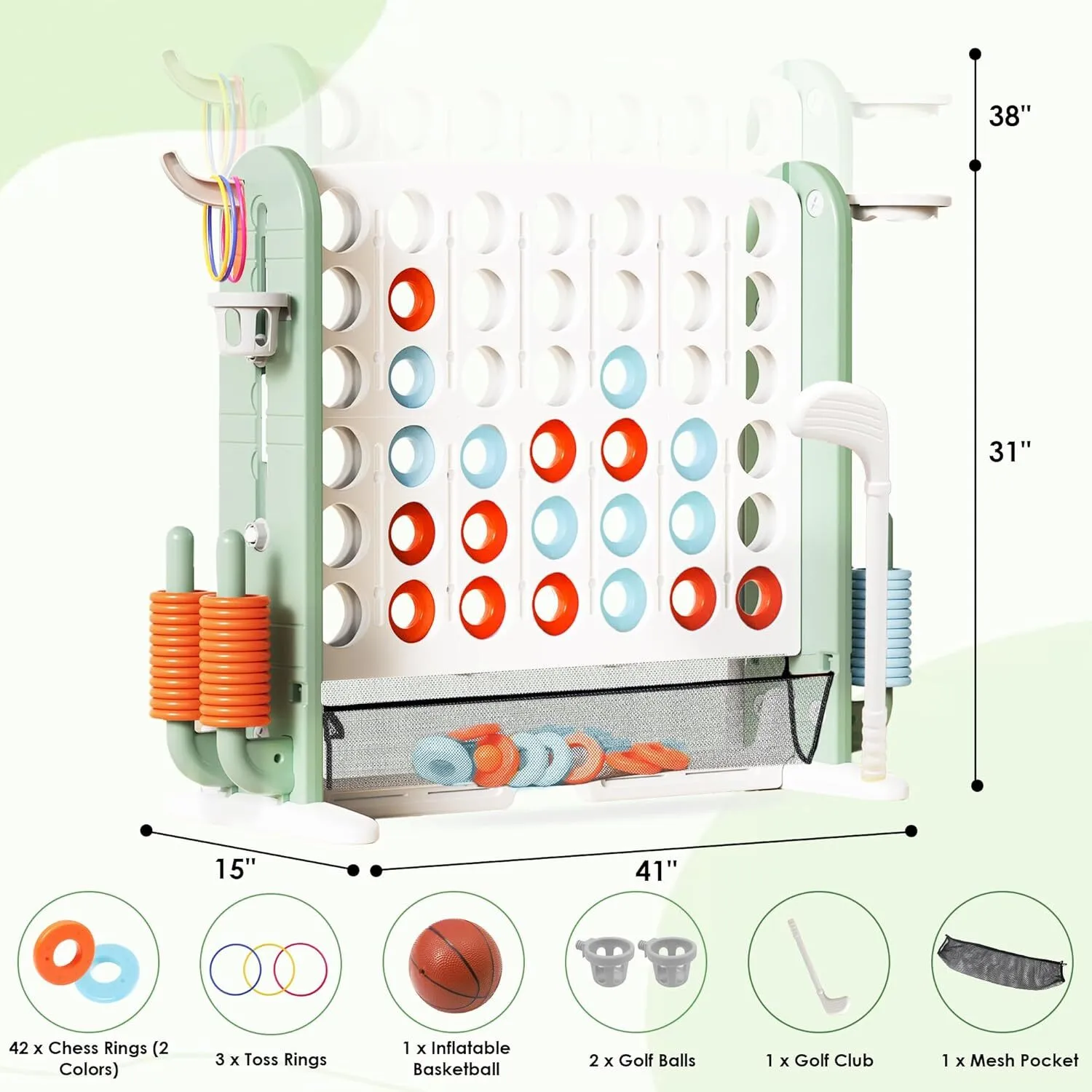 Giant 4-in-a-Row Connect Game – Green