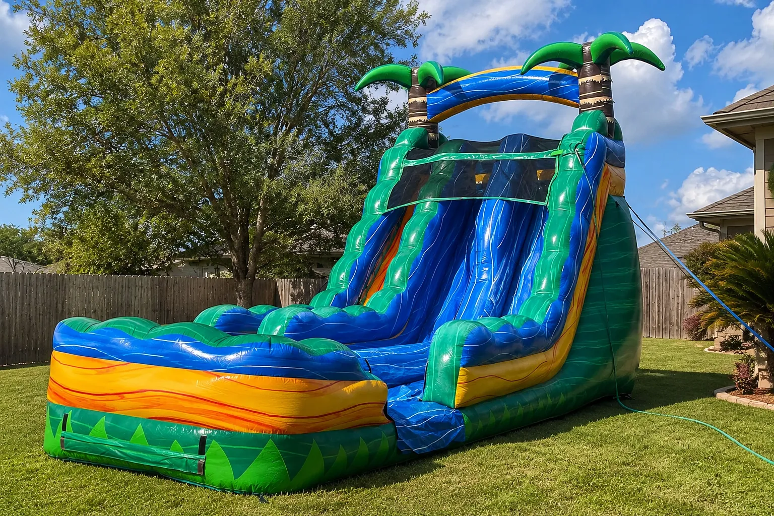 20' Tropical Emerald Rush Dual Lane Water Slide Rental