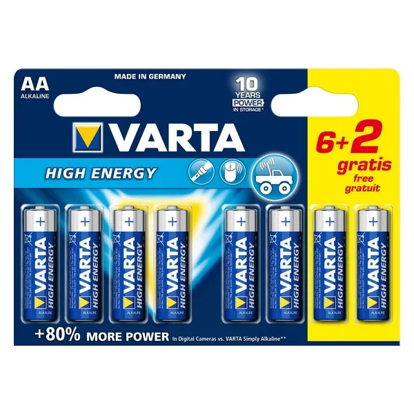 VARTA Pack de 8 piles AA LR6