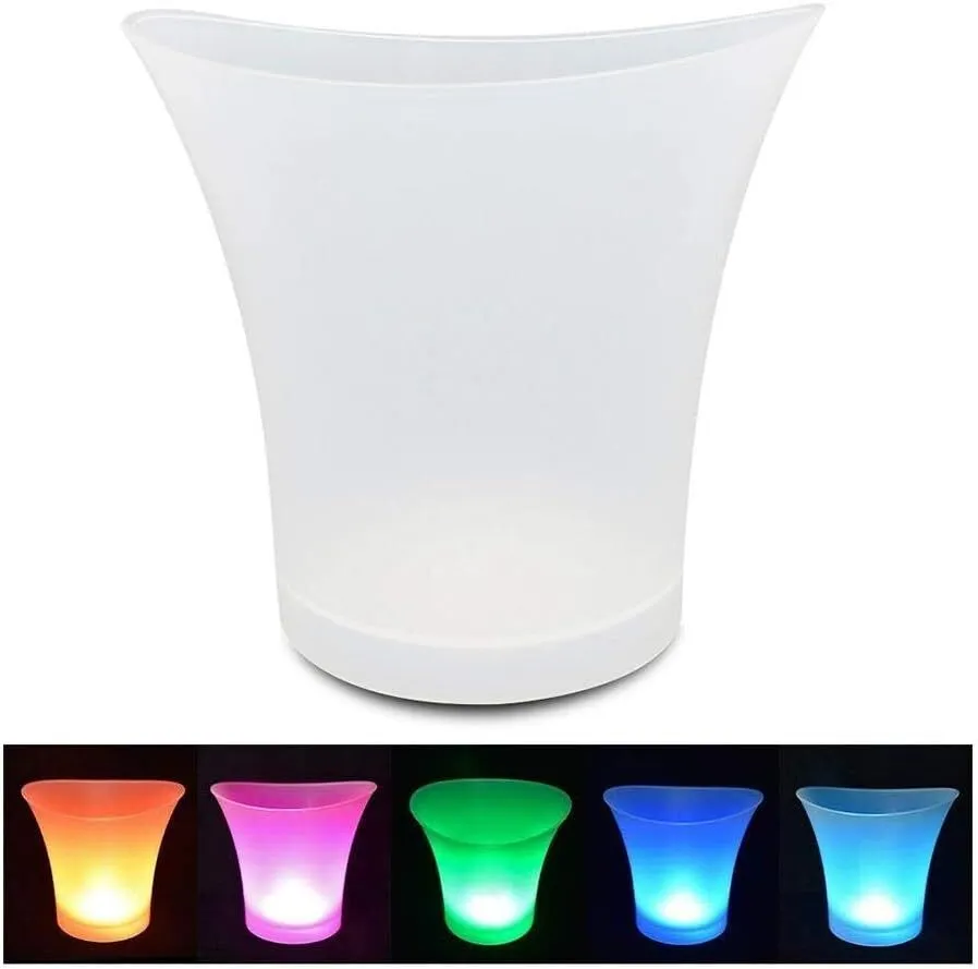 Seaux à Glace LED, PeSandy 5L Seau à Glace Coloré avec Plusieurs Couleurs Changeant pour la fête/Maison/Bar, Champagne étanche Rétro Vin Boisson Bière Seau à Glace (Couleur Dégradée)