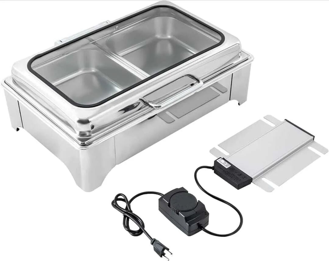 Chauffe plat Acier inoxydable, couvert vitré, design