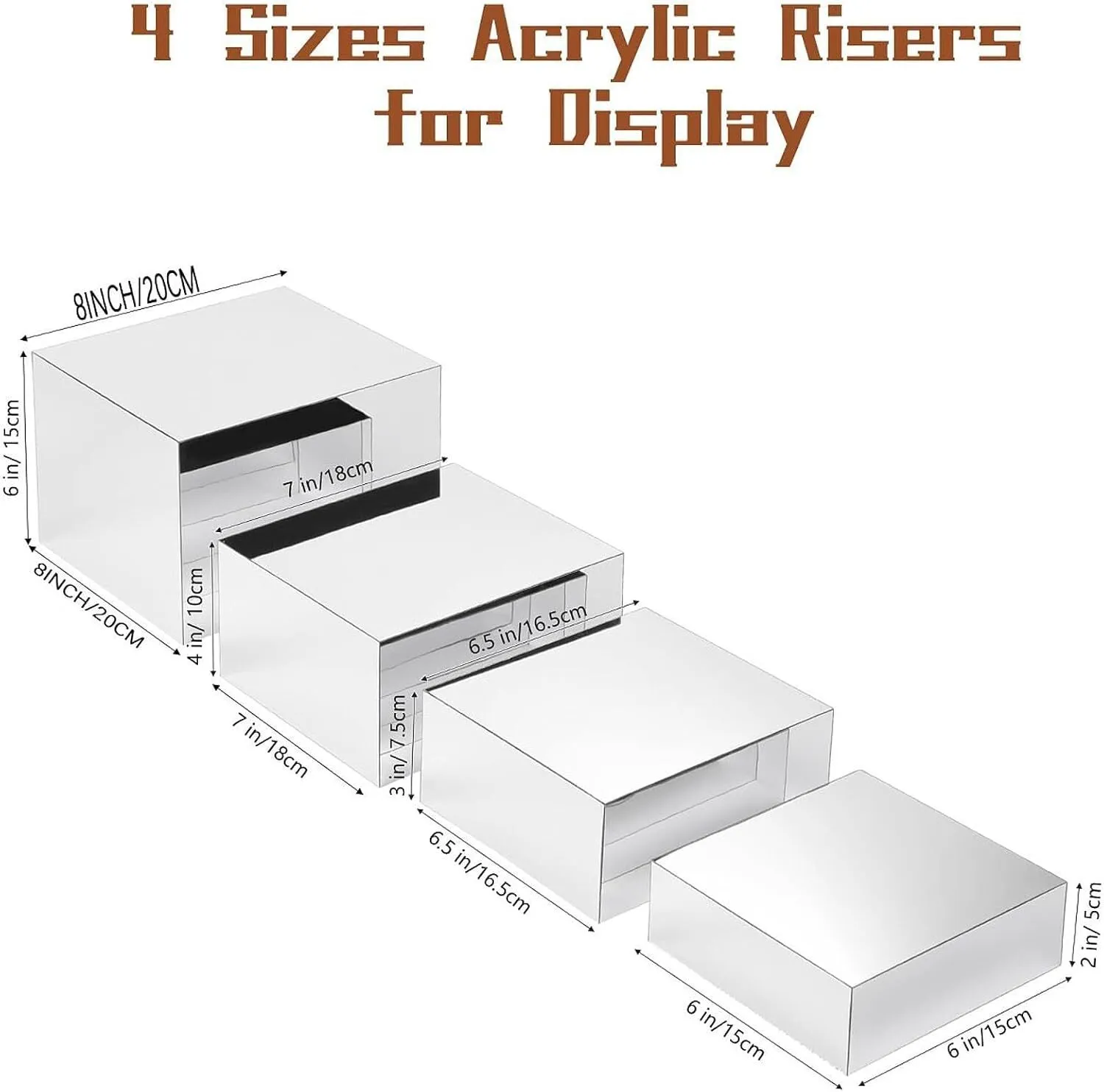 Presentoir Aperitif Buffet Cube, Rehausseurs de Buffet, 4 PCS Présentoirs en Acrylique effet mirroir