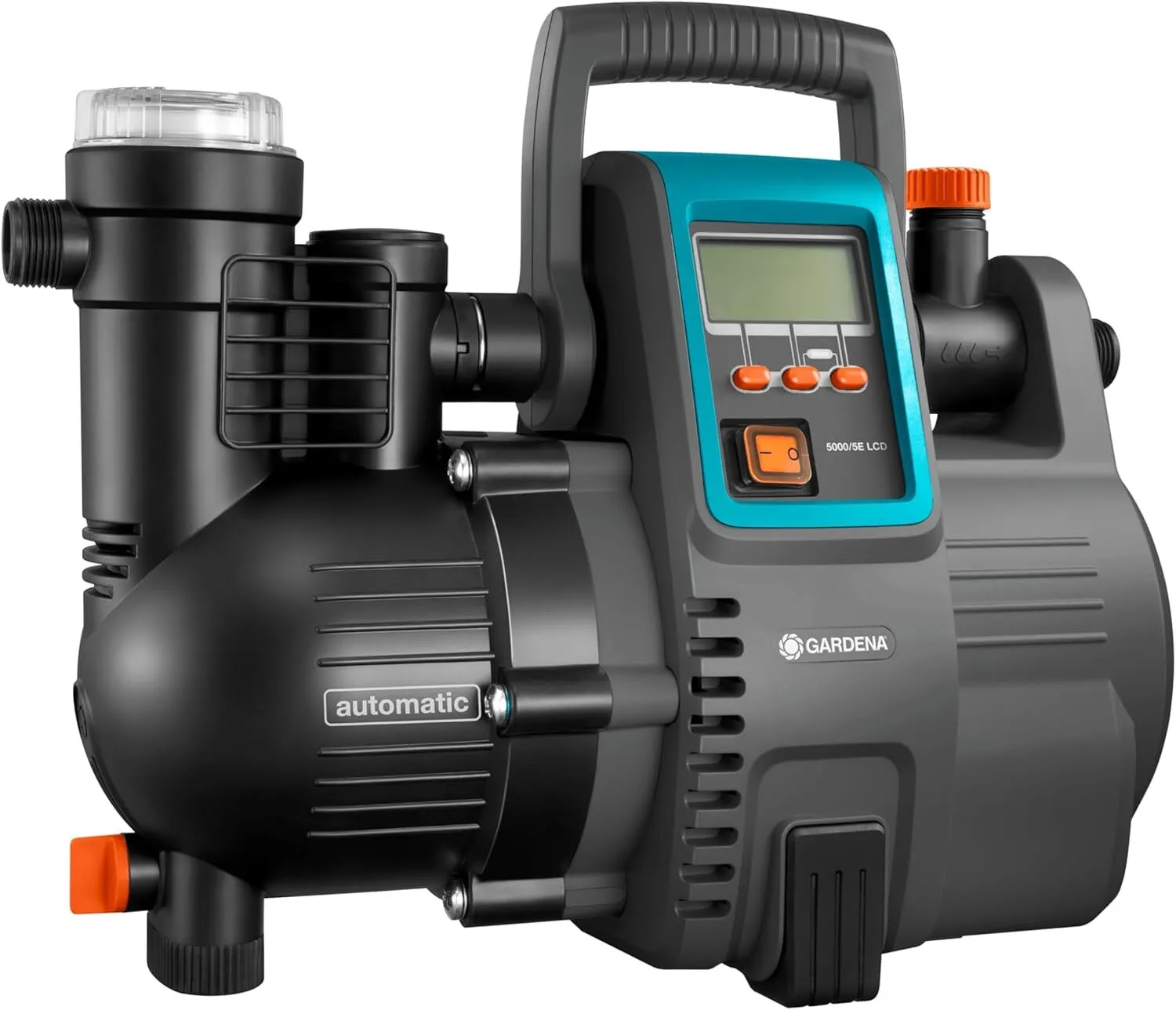 Gardena Station de pompage 5000/5E LCD Comfort : pompe domestique, économie d'énergie, débit 5 000 l/h, moteur 1 300 W avec protection thermique, protection contre la marche à sec (1759-20) 