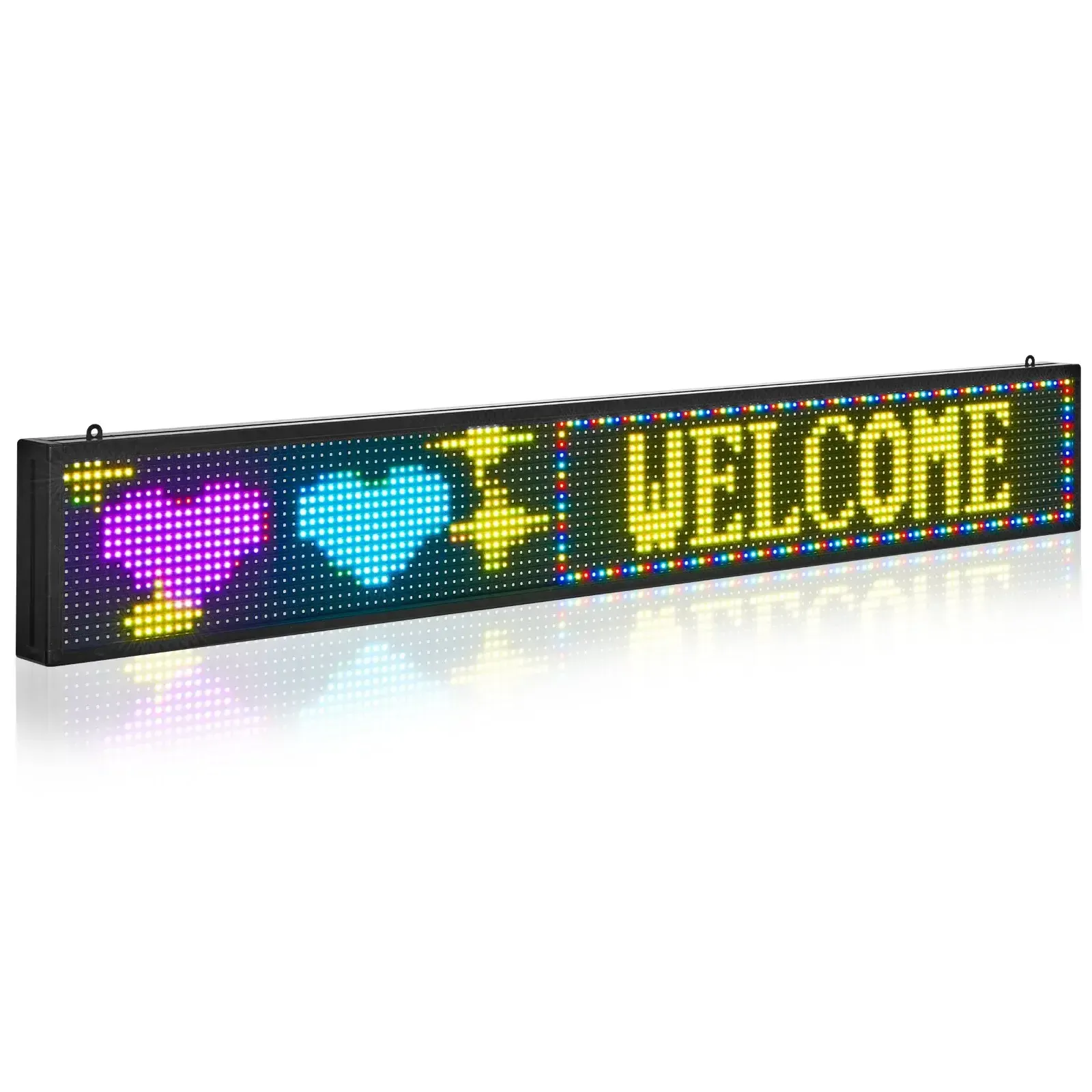 PROMO ! de lancement - Enseigne Lumineuse LED Programmable 131x19 cm, Panneau d’Affichage Numérique Couleur Pleine P10, GIF à Motifs de Texte Personnalisés, Commande Bluetooth, Information Publicitaire Publicité