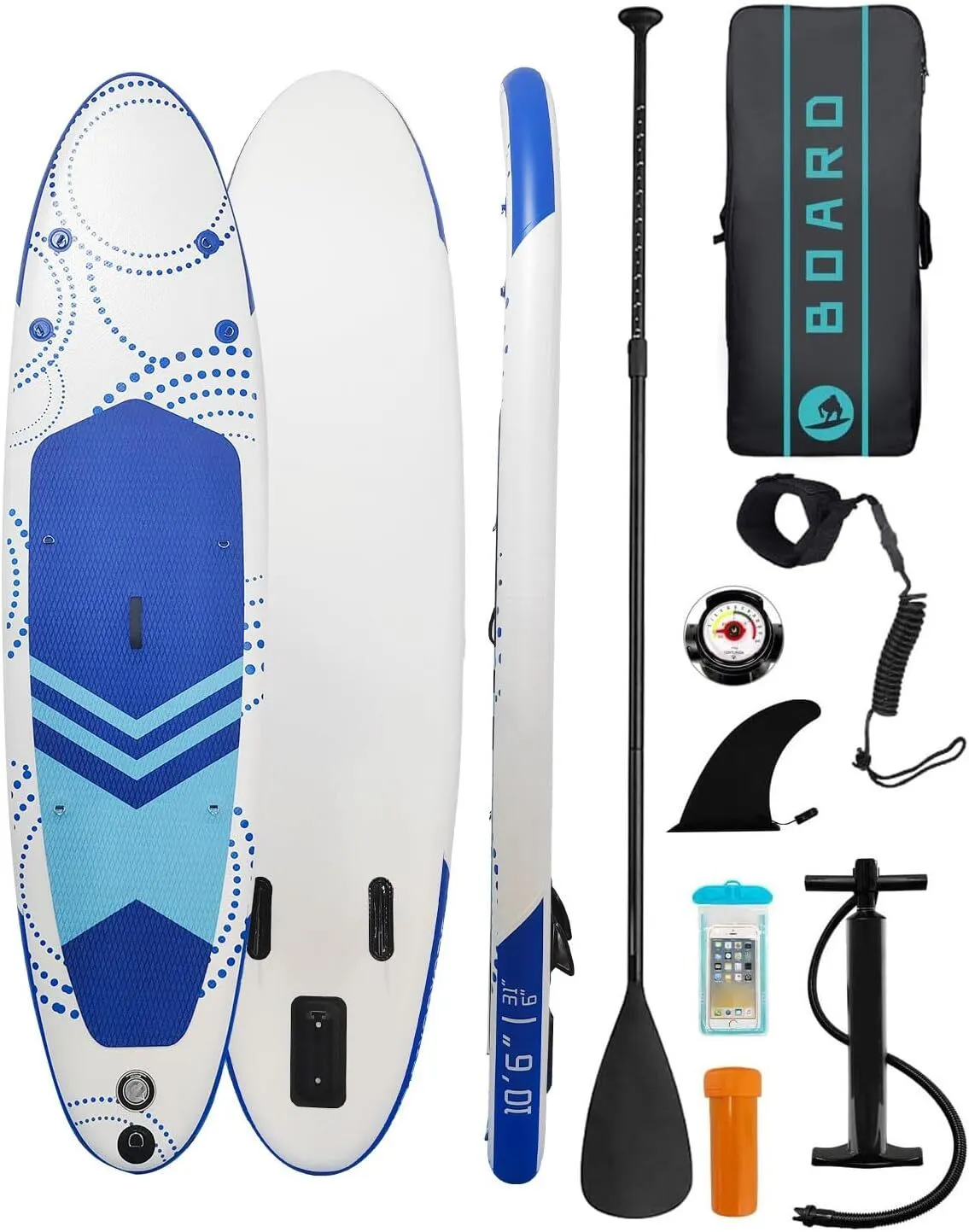Paddle Gonflable Adulte, 320cm Stand Up Paddle Gonflable avec Accessoires, Capacité de Charge Maximale 140kg, Planche à Pagaie Debout Sup avec Sac Étanche...