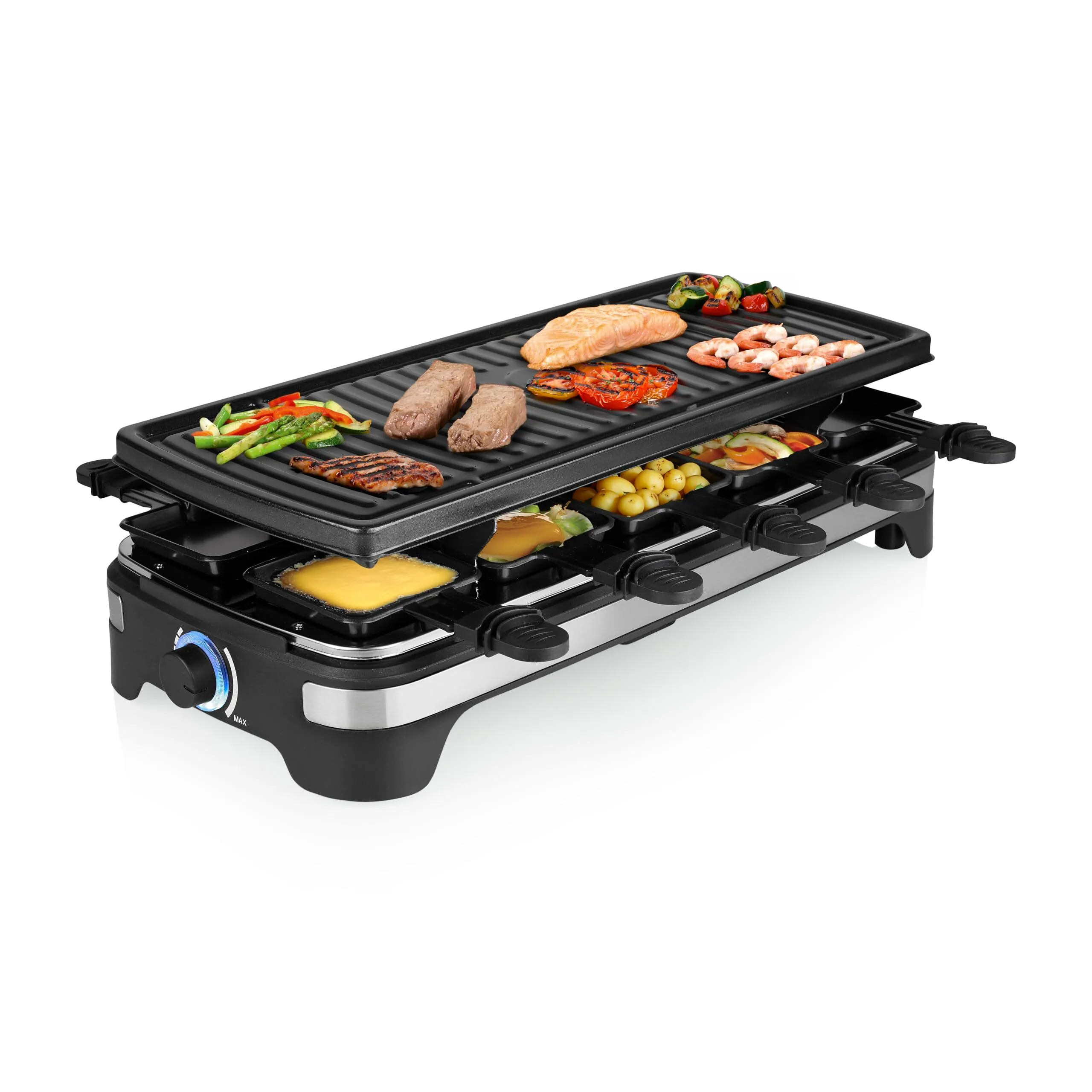 Princess appareil à raclette 162650-10 personnes - Plaque grill amovible - Contrôle de la température 