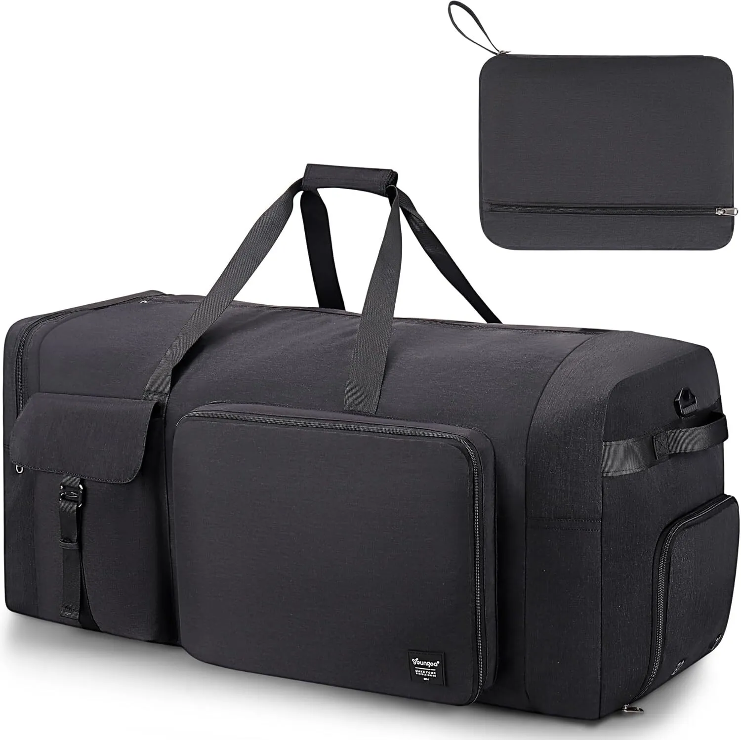 YOUNGOA Sac spécial carbet Pliable, 120L Grand Sac étanche avec Compartiment à Chaussures, Noir