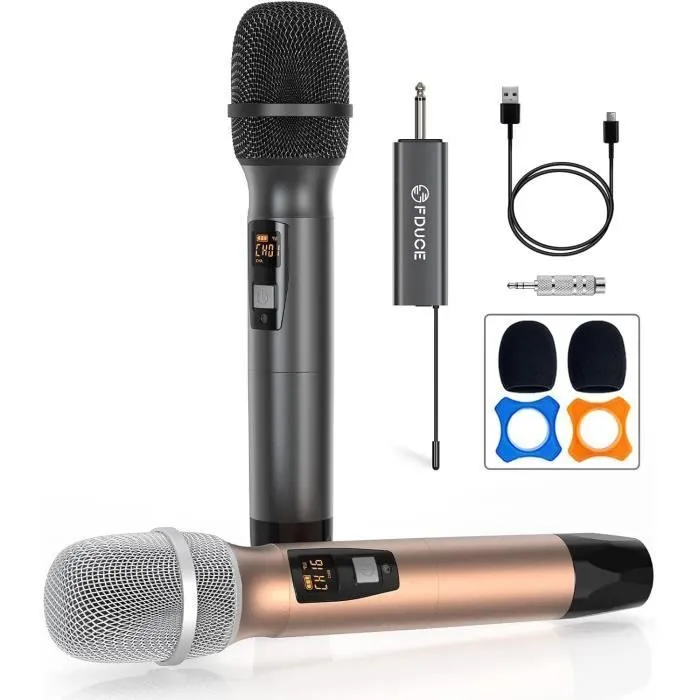 Lot de 2 Micro Dynamique sans Fil Professionnel, récepteur Rechargeable pour Haut-Parleur, système de sonorisation - Propriétaire Privé