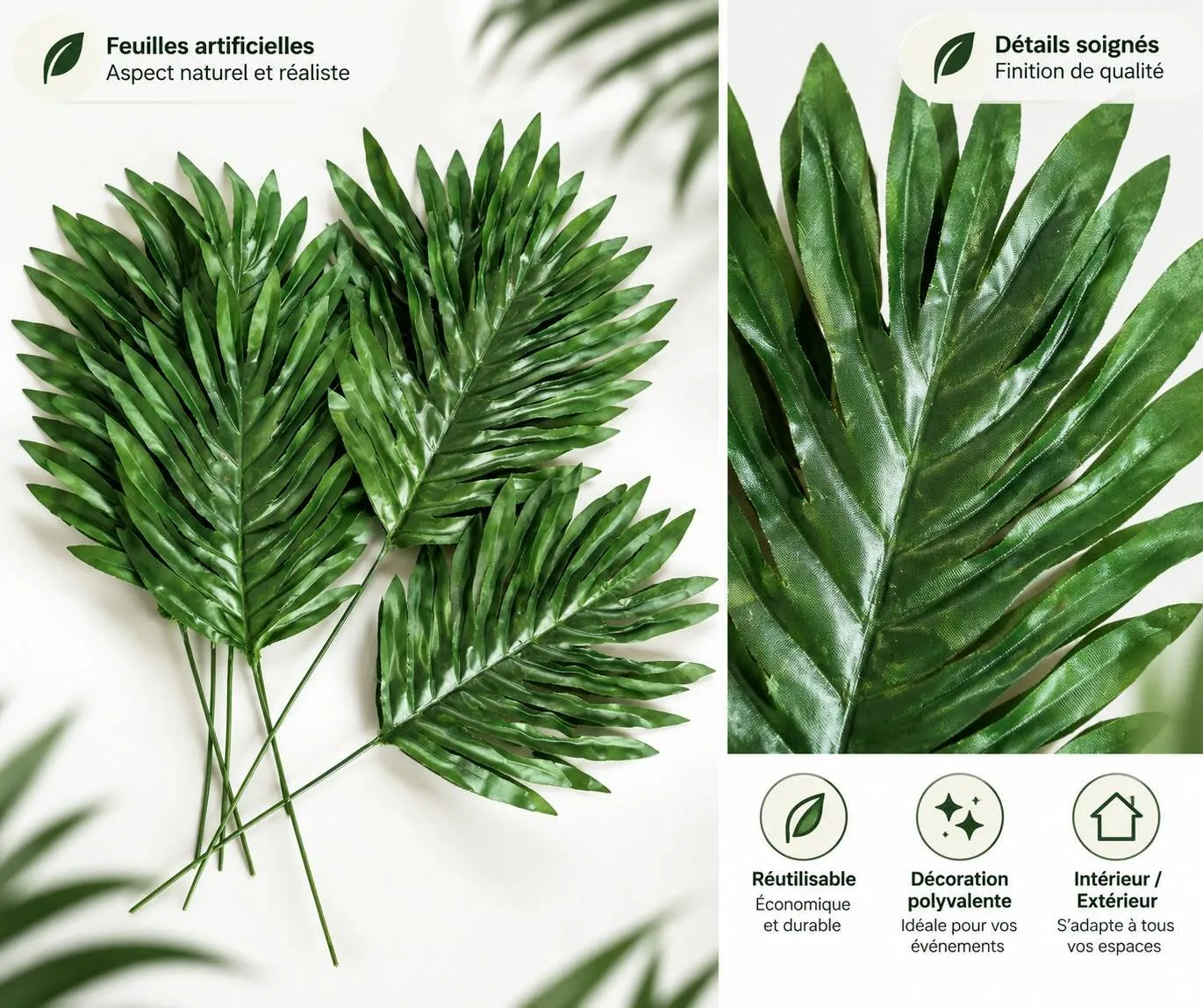 Feuilles artificielles - Lot de 9 feuilles