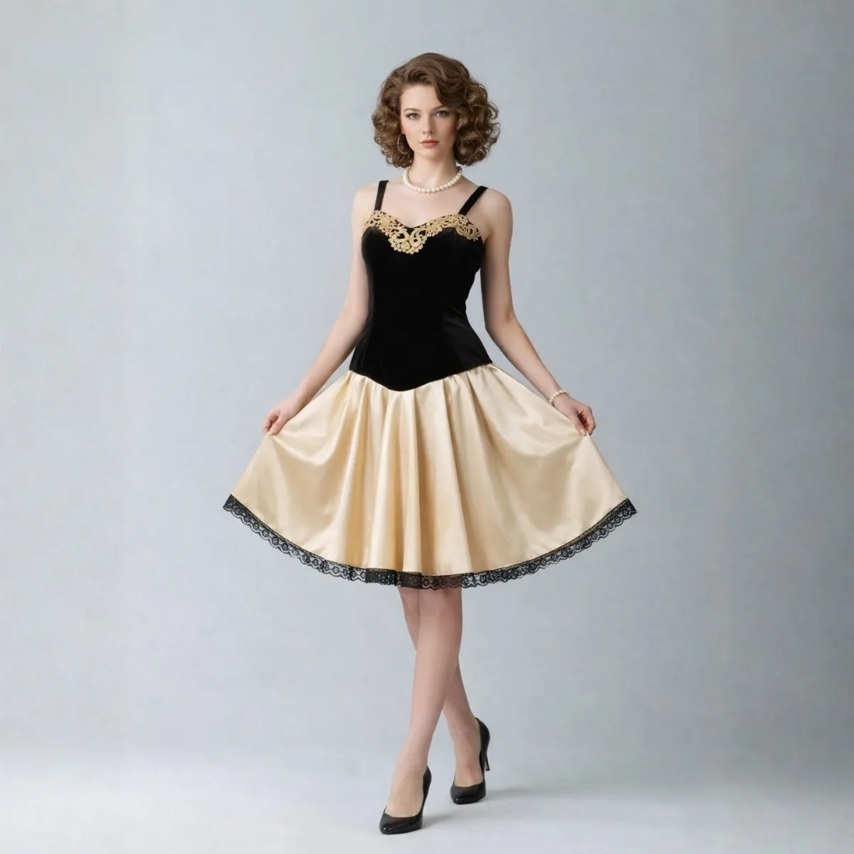 Vintažinė 1950-ųjų kokteilinė suknelė