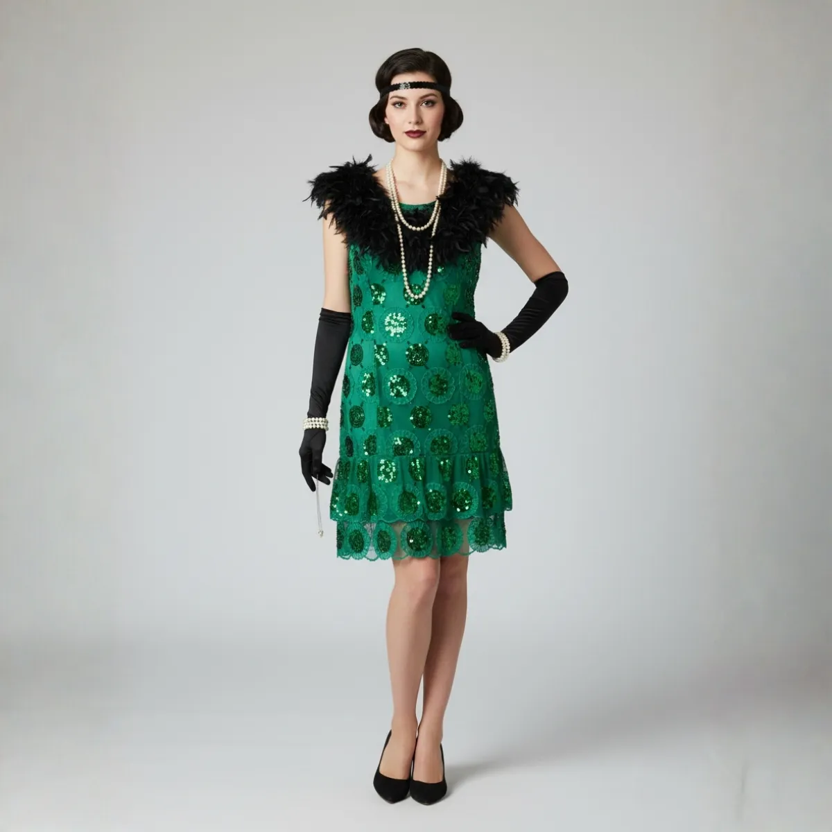 Žalia blizgi suknelė retro suknelė - Smaragdo žavesys
