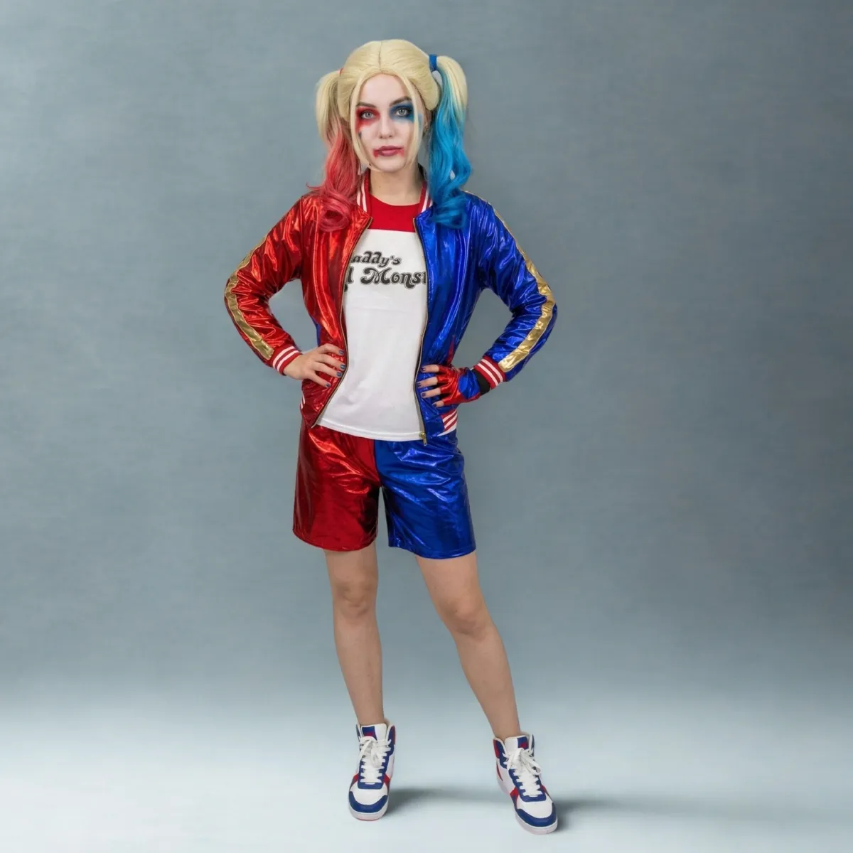 Komiksų antiherojės kostiumas (Harley Quinn įvaizdis)