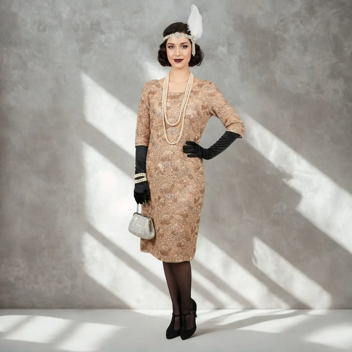 20-ųjų metų Gatsby stiliaus suknelė