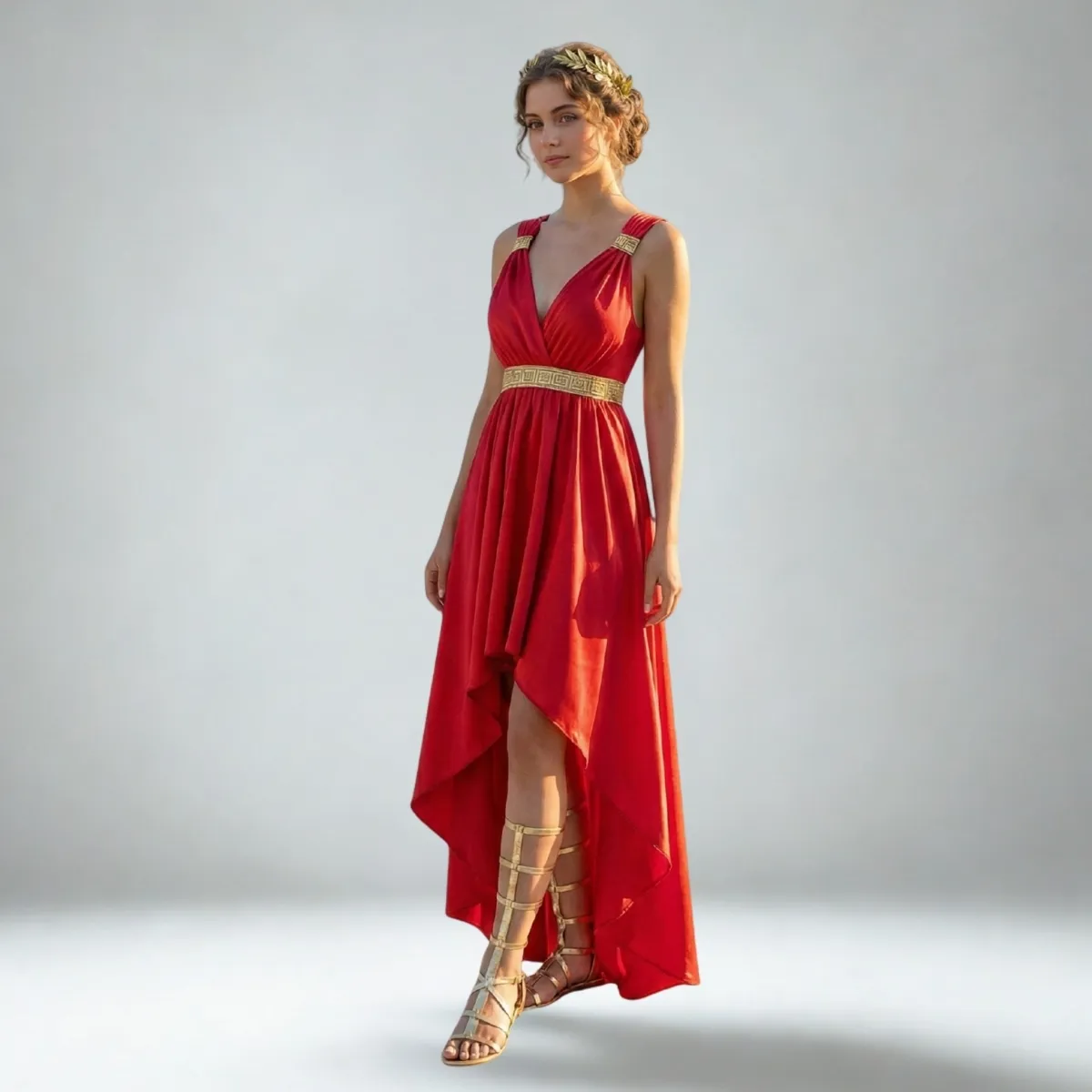 Graikų deivė raudona suknele
