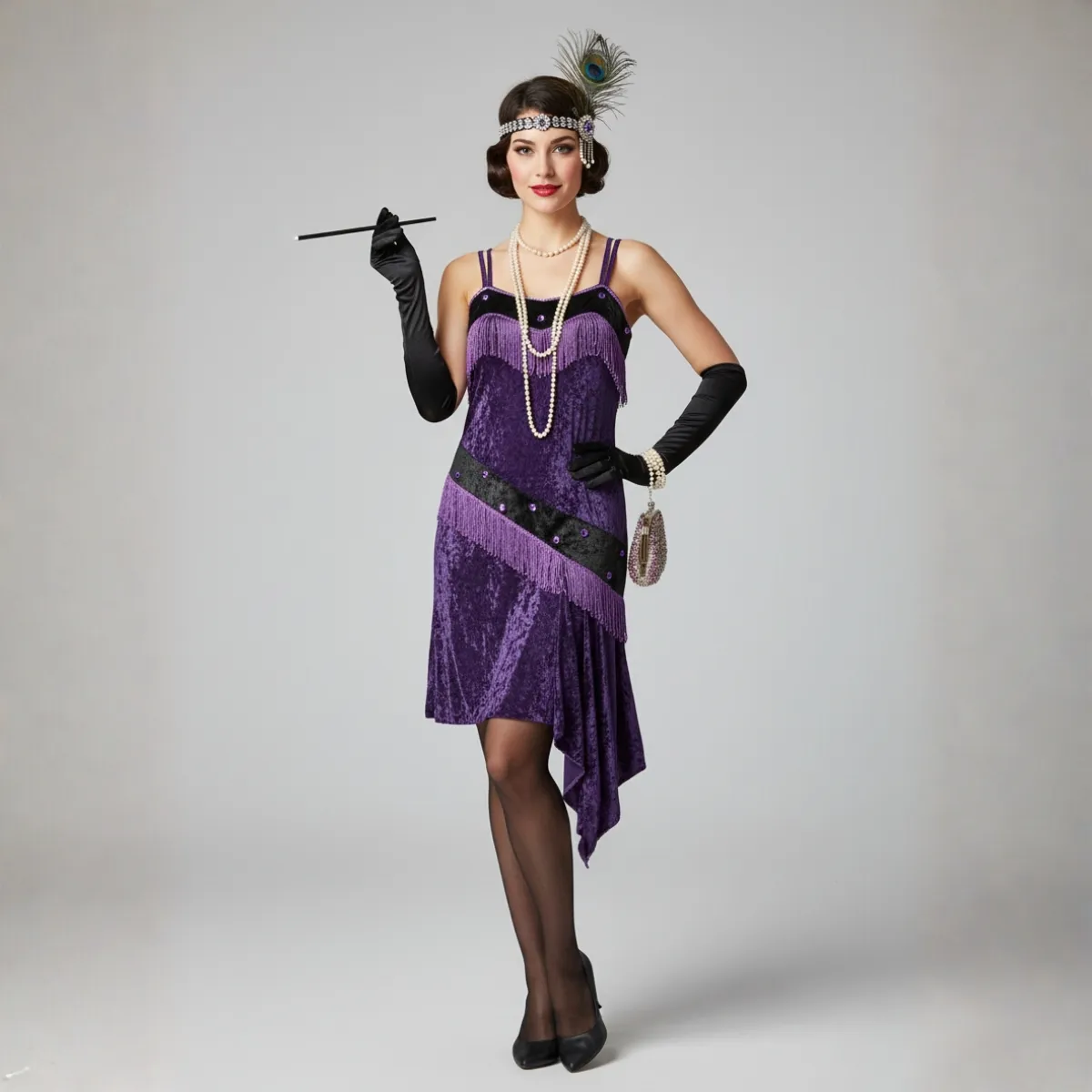 Violetinio aksomo retro suknelė