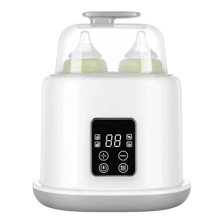 Baby Bottle Warmer, Multifunctional Baby Bottle Warmer with Smart Touch LCD Display, Double Steam Sterilizer, Heats/Defrosts Food, Suitable for All Bottles (White)