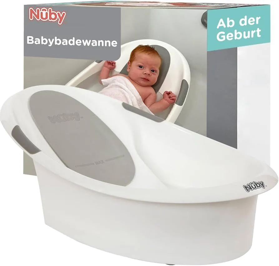 Nuby Baby Bath Tub from Birth with Non-Slip Stand & Headrest