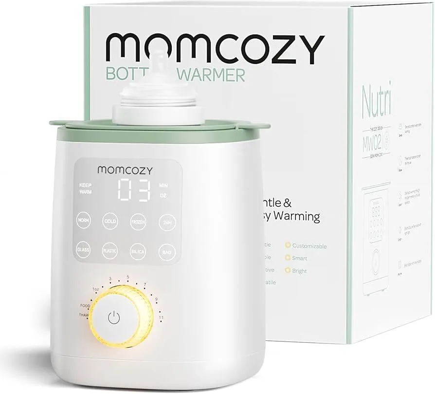 Momcozy Nutri Baby Bottle Warmer with Precise Temperature Control and Night Light | 9-in-1 with Fast Heating, Auto Shut-off and Universal Bottle Compatibility