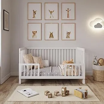 Wooden Baby Cot with Mattress, Protector and Bedding