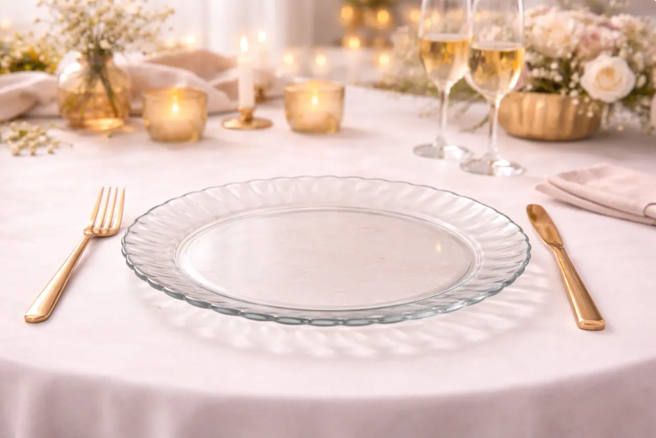 Glass 9" Plate Ruffled Edge