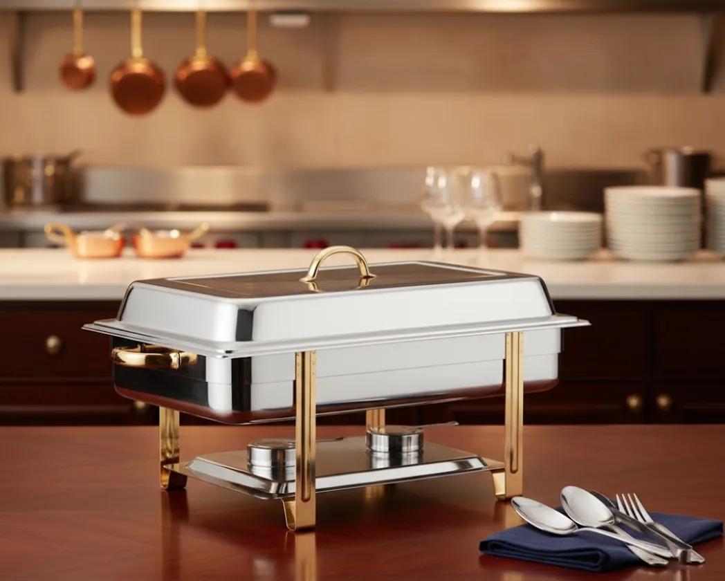 Rectangular Chafer - 8 Quart Gold Detailed