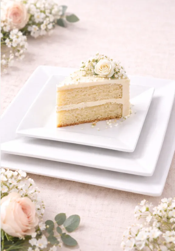 Plaza White Square Dessert Plate (7")